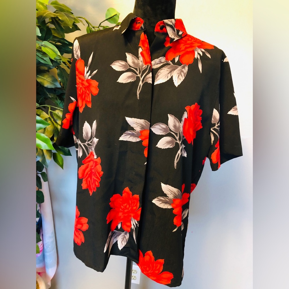 Alfred Dunner Floral Print Front Button down SZ 12